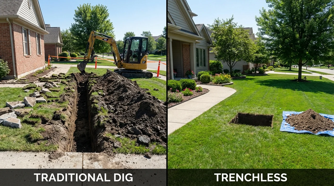 Trenchless sewer repair with minimal yard damage versus traditional excavation in Mountain View, CA
